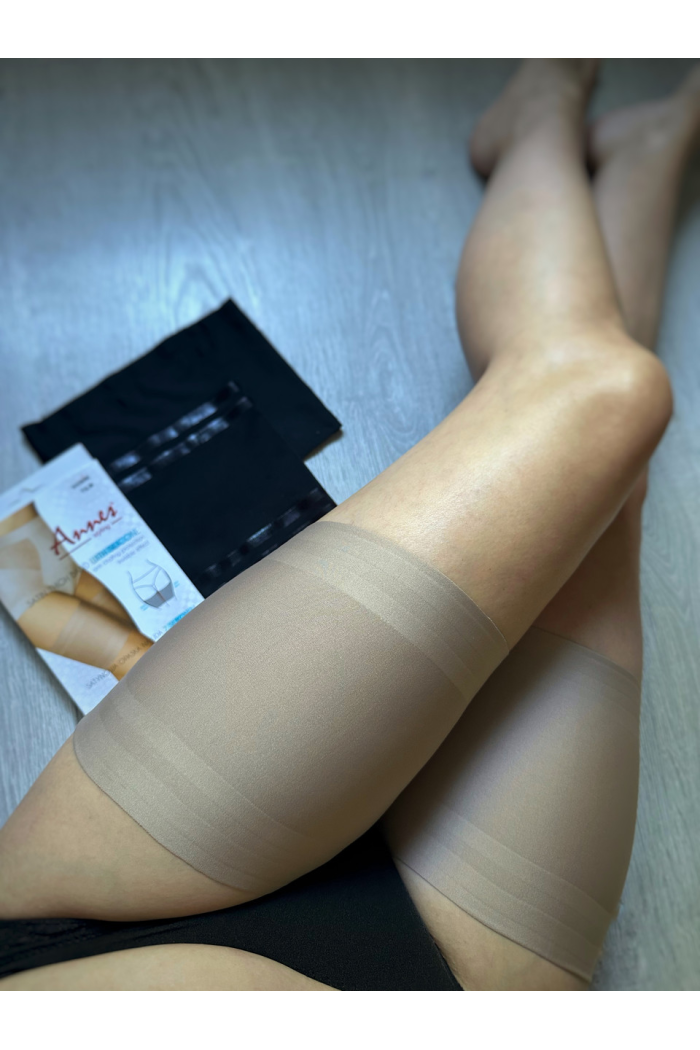 Сатиновая защитная полоса на бедра, бандалетки гладкие  ANNES SATIN THIGH BAND WITH SILICONE р. S-XXXL