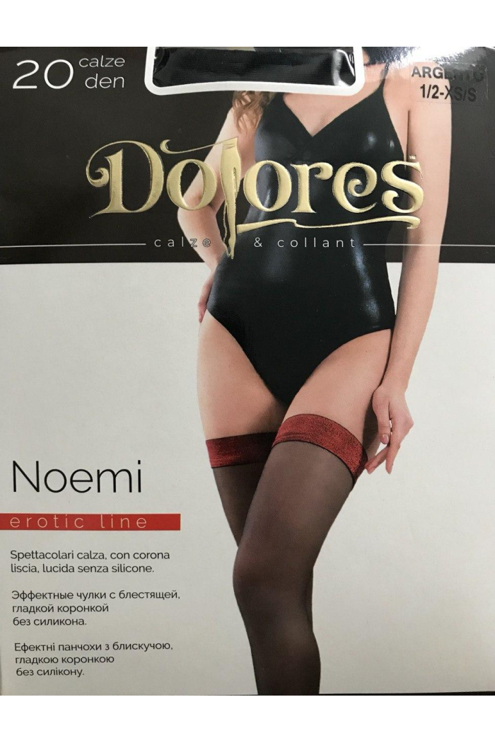 Жіночі панчохи жіночі з блискучою люрексовою резинкою DOLORES NOEMI 20 ден 3/4, Червоний