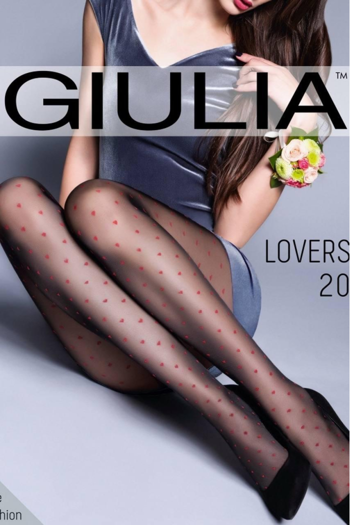 Колготки капронові жіночі з червоними сердечками GIULIA Lovers 20 Ден модні