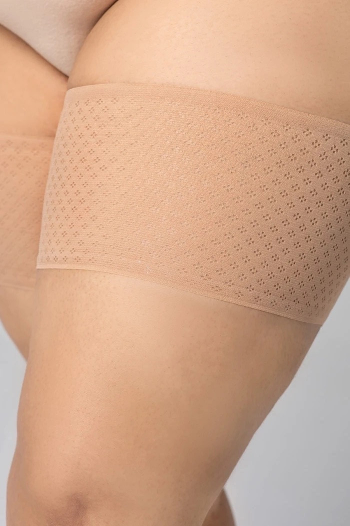 Бандалетки на бедра дихаючі ANNES OPENWORK THIGH BAND WITH SILICONE  Повязки полоски от натирания  р. S-XXXL S, Бежевый