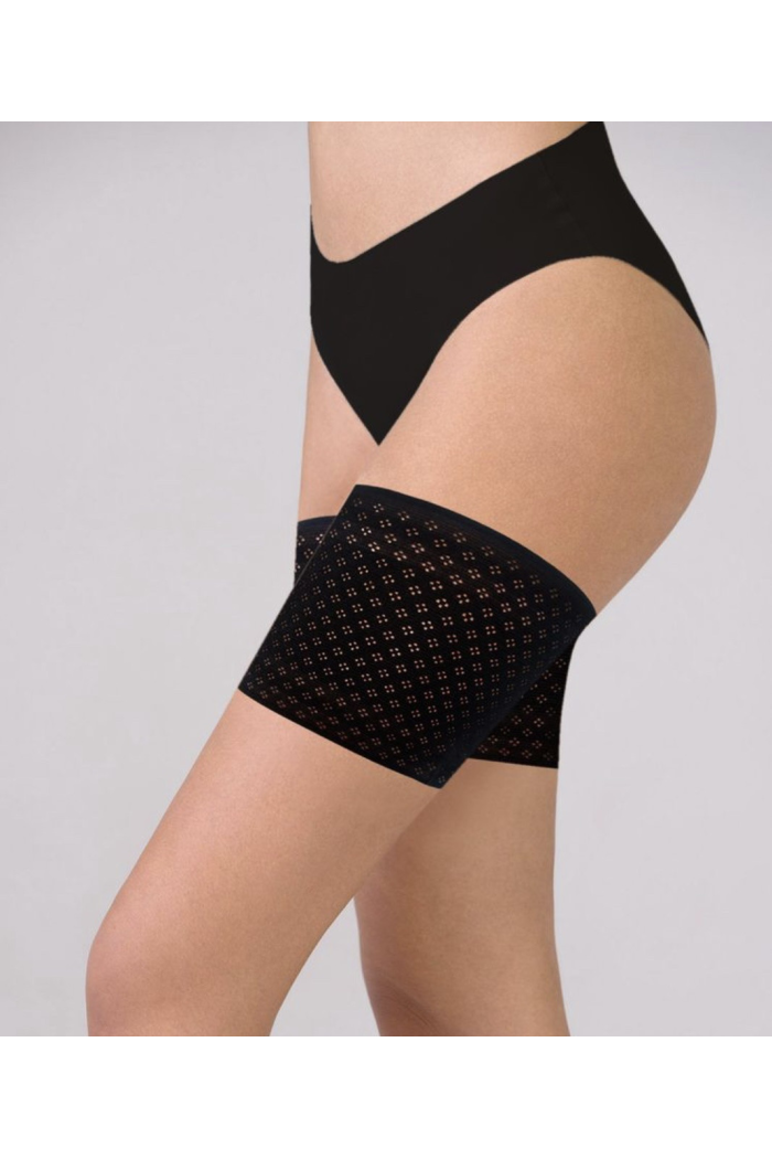 Бандалетки на стегна дихаючі ANNES OPENWORK THIGH BAND WITH SILICONE Пов“язки смужки від натирання р. S-XXXL L, Чорний