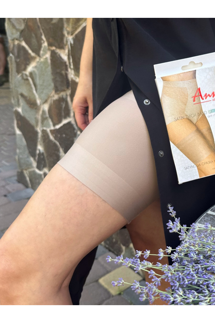 Сатиновая защитная полоса на бедра, бандалетки гладкие  ANNES SATIN THIGH BAND WITH SILICONE р. S-XXXL