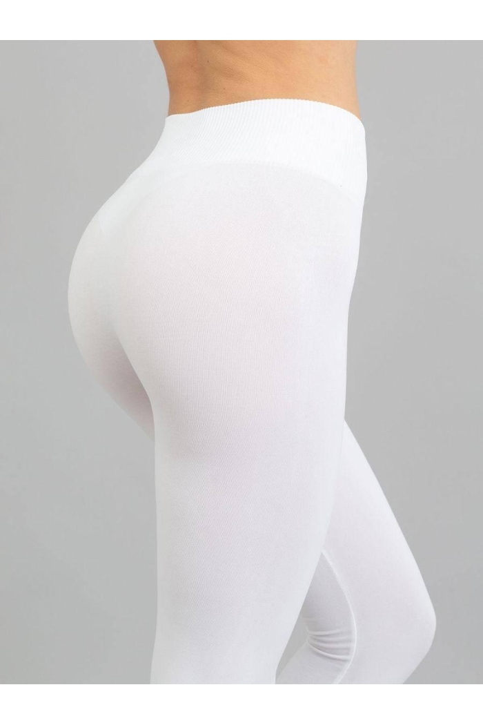 Класичні жіночі лосини безшовні Giulia легінси з мікрофібри із широким поясом р. S/M — L/XL L/XL, Білий