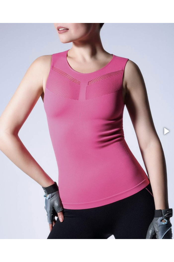 Эластичная Спортивная женская майка CANOTTA SPORT AIR футболка для спорта и фитнеса с широкими бретелями L/XL, Розовый