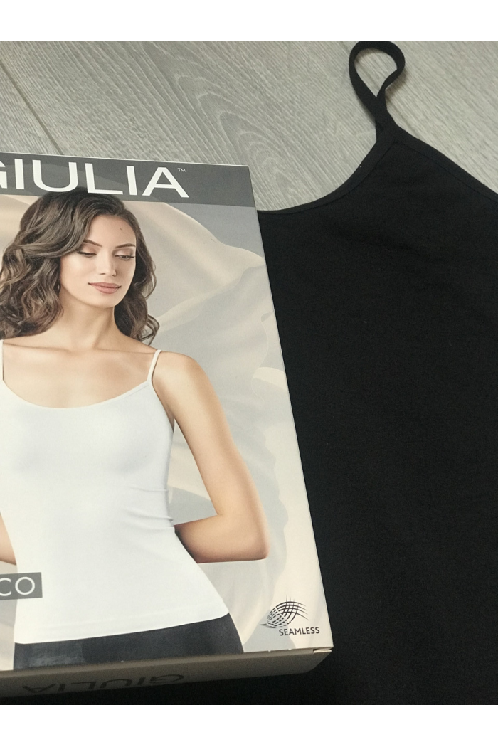Безшовна майка на тонких бретелях Giulia Caraco футболка домашня повсякденна Повсякденна жіноча нижня білизна L/XL, Чорний