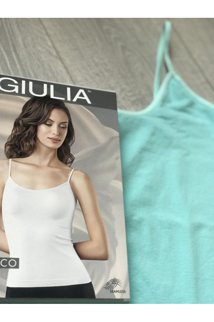 Бесшовная майка на тонких бретелях Giulia Caraco футболка домашняя повседневная Женское нижнее белье L/XL, TANAGER TURQUOISE