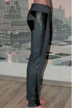 Лосіни-брюки джинс зі вставкам із шкірозамінника