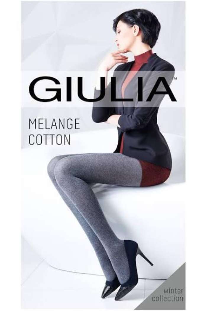 Колготы женские теплые хлопковые с плетением 3D GIULIA  Melange Cotton 200