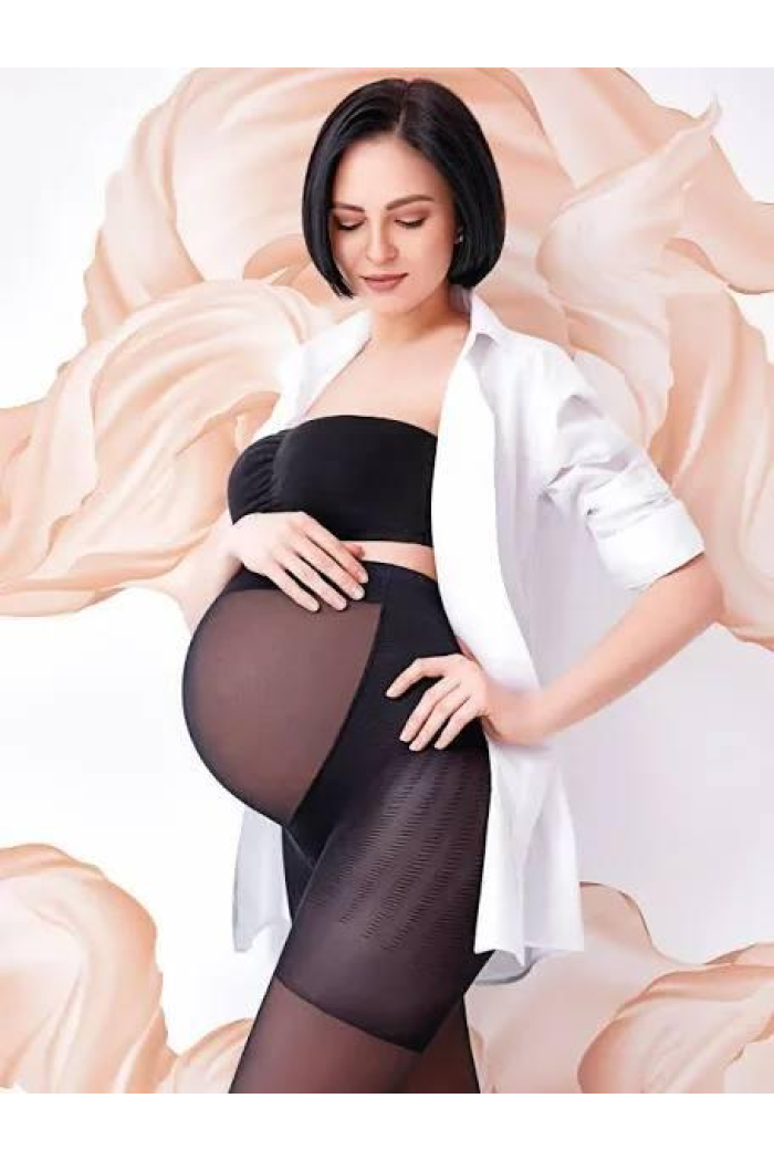 Колготки для беременных Giulia 40 ДЕН Колготы со вставкой Нижнее белье для женщин 40 DEN Черные-Бежевые