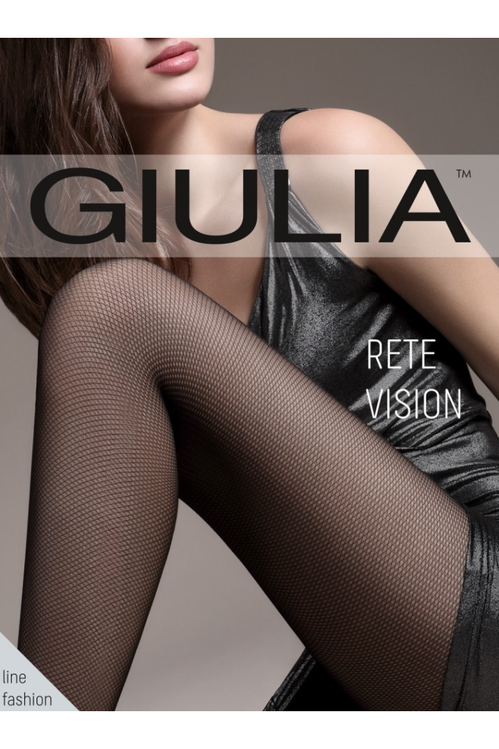 Красивые капроновые колготки с эффектом сеточки Giulia 40 Ден Колготы женские с принтом / рисунком Черные 3